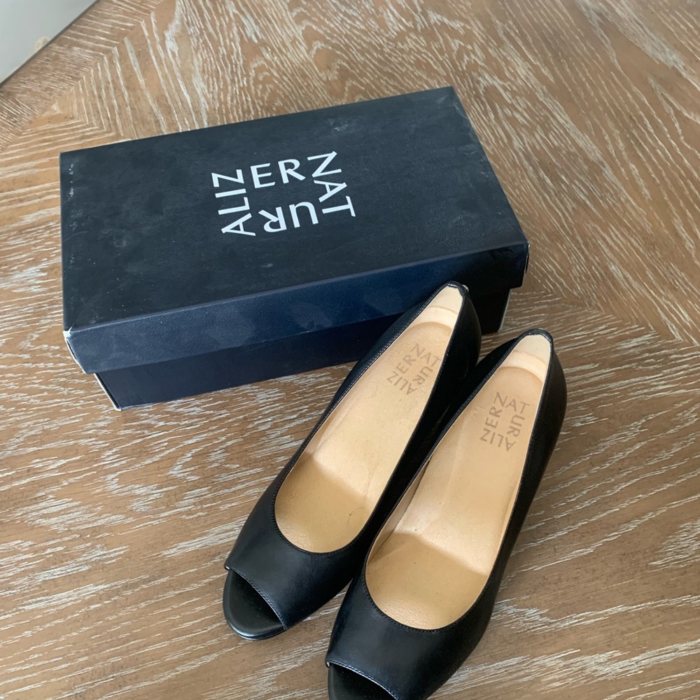 Naturalizer Black Peep-Toe Heels